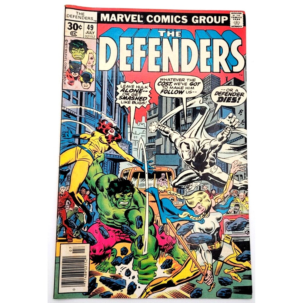 DEFENDERS #49 (1977) /β VF+ / NEWSSTAND HULK MOON KNIGHT LUKE CAGE MARVEL